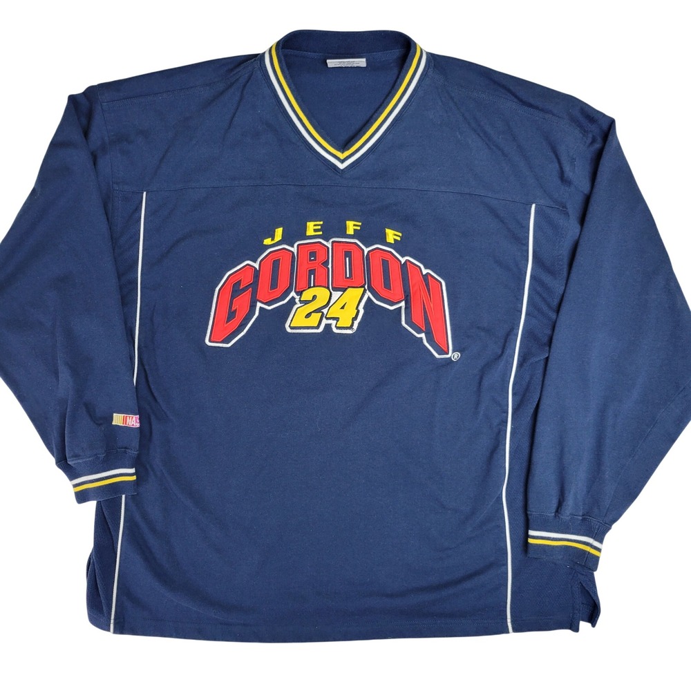 Chase Authentics Jeff Gordon 24 NASCAR Navy Blue V-Neck Pullover Jersey Mens XXL